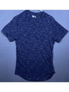 CSG Mens L Fits M Heather Blue Short Sleeve 100% Cotton Crewneck T-Shirt Basic